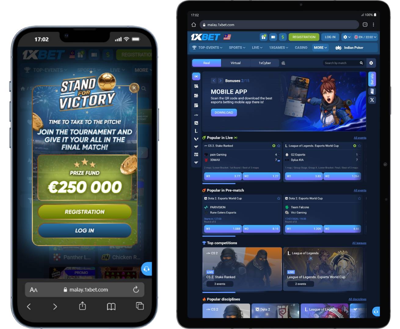 1xbet mobile online casino Malaysia