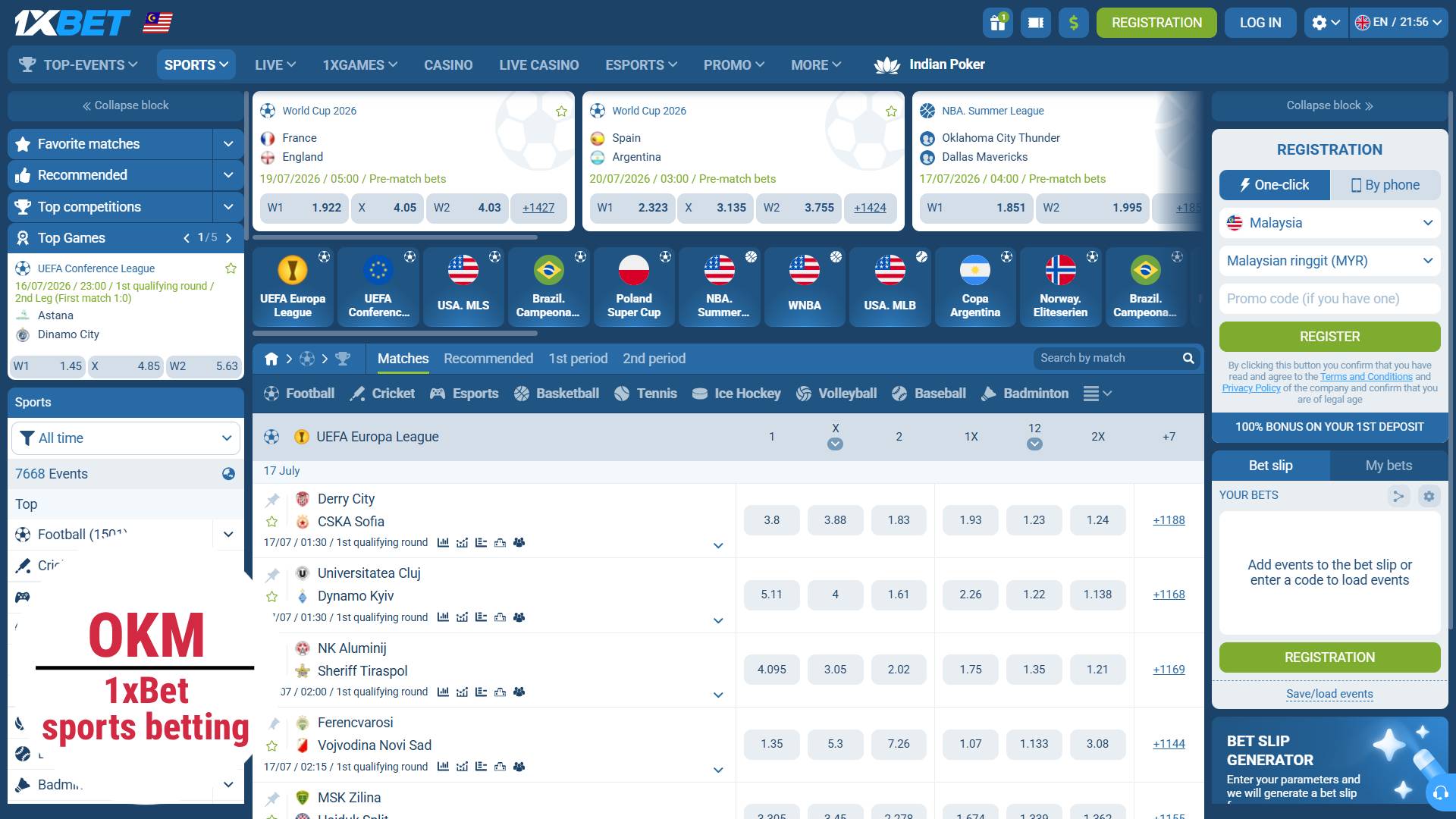 1xbet sports betting Malaysia