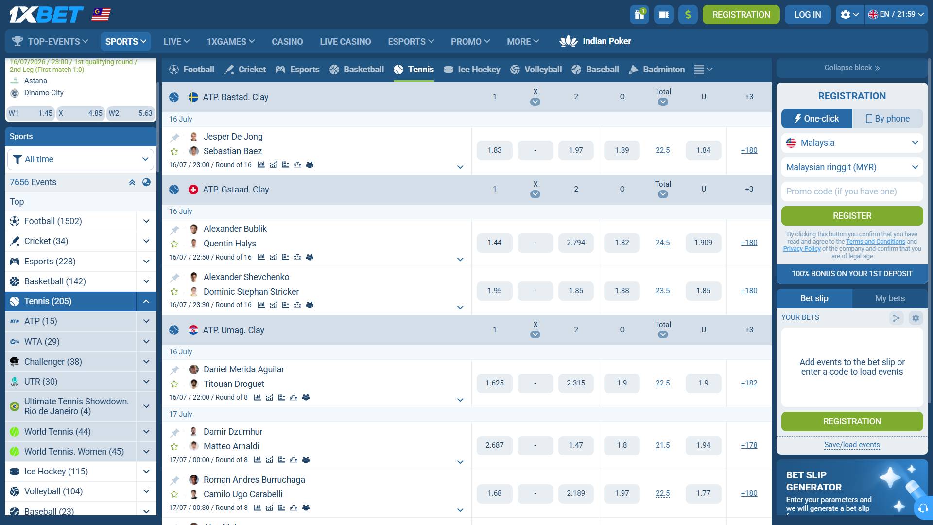 1xbet tennis betting online