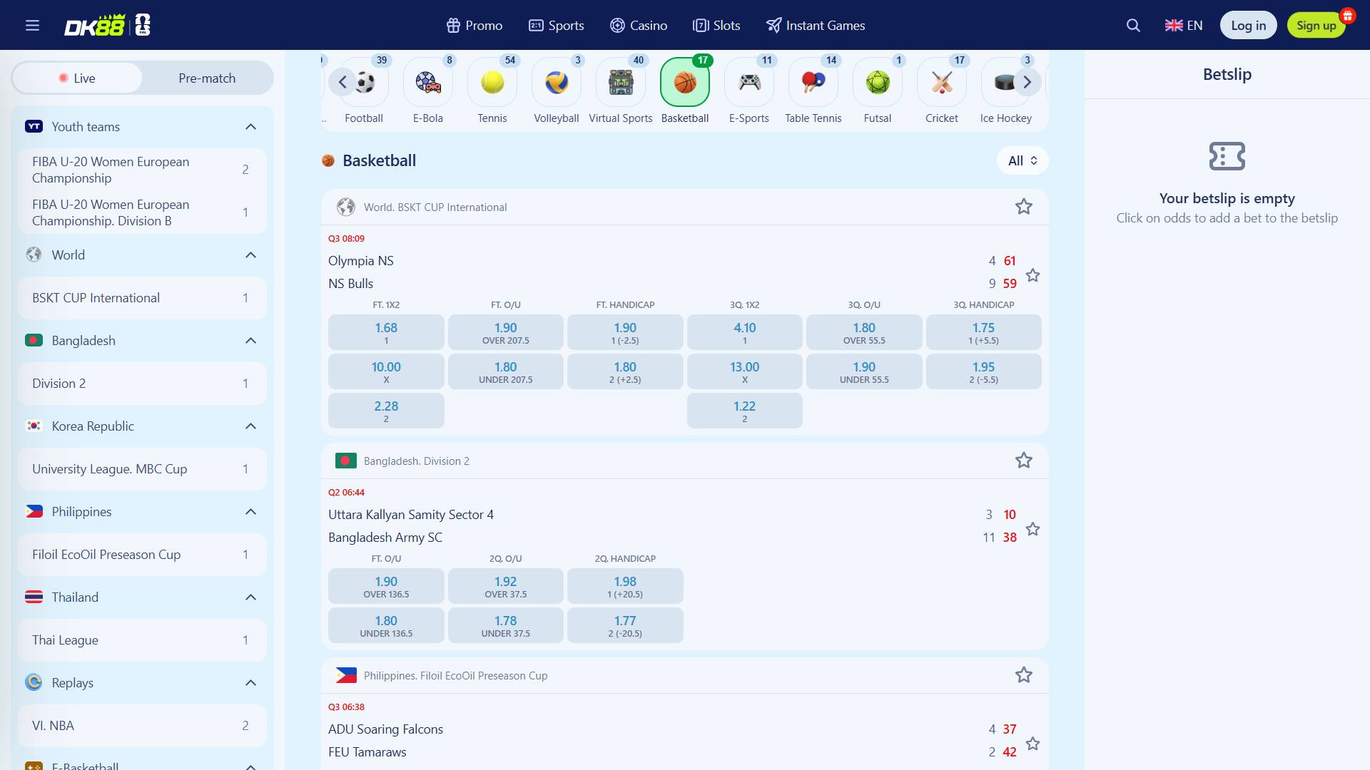Basketball betting