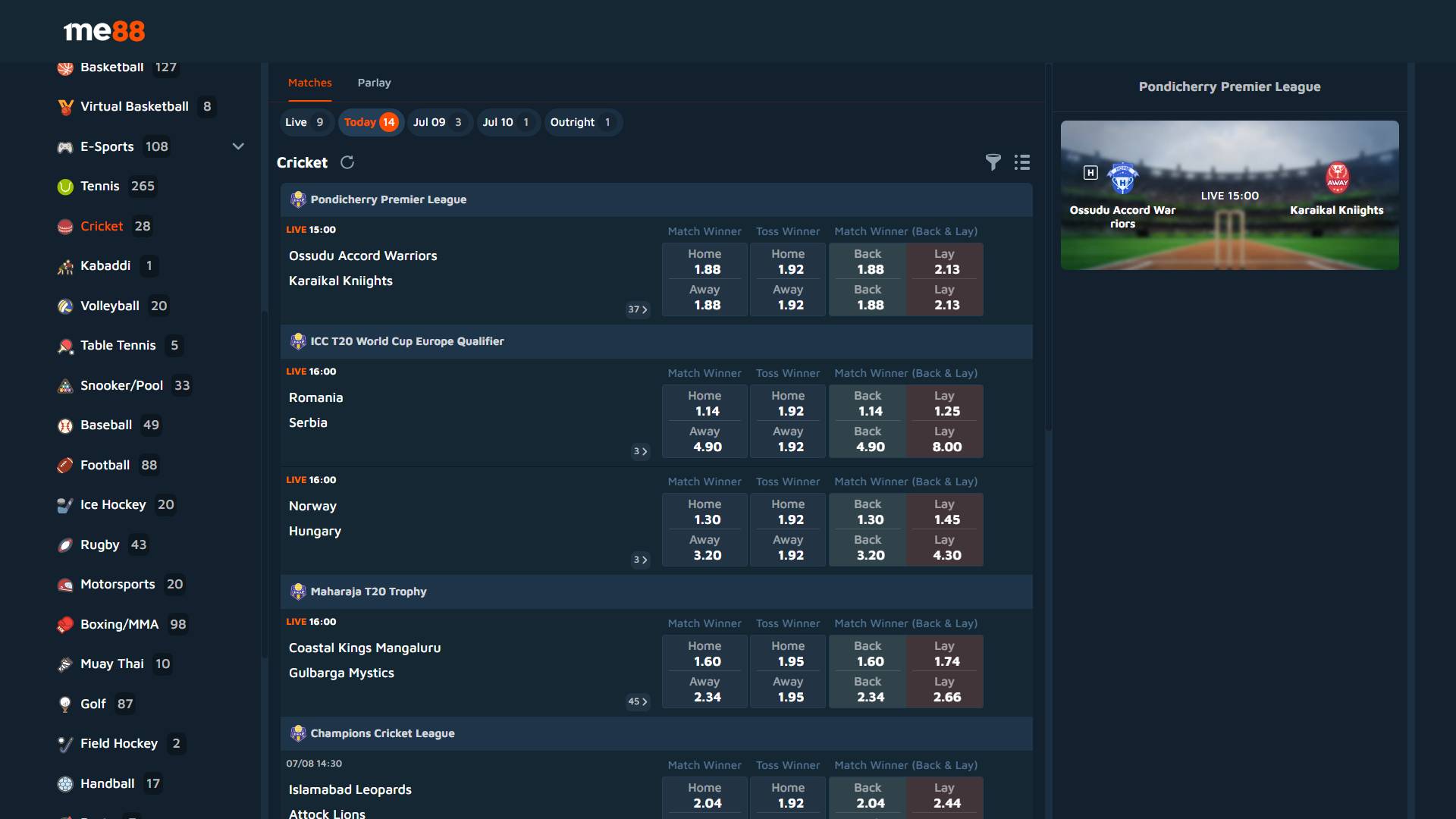 Cricket online betting