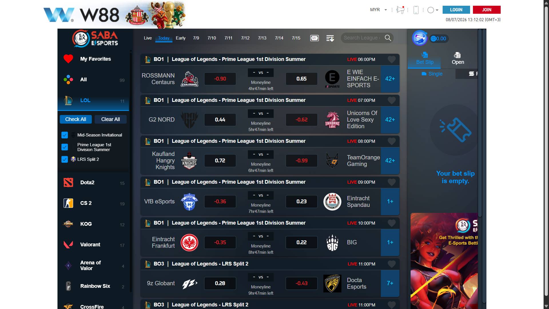 League of Legends online betting