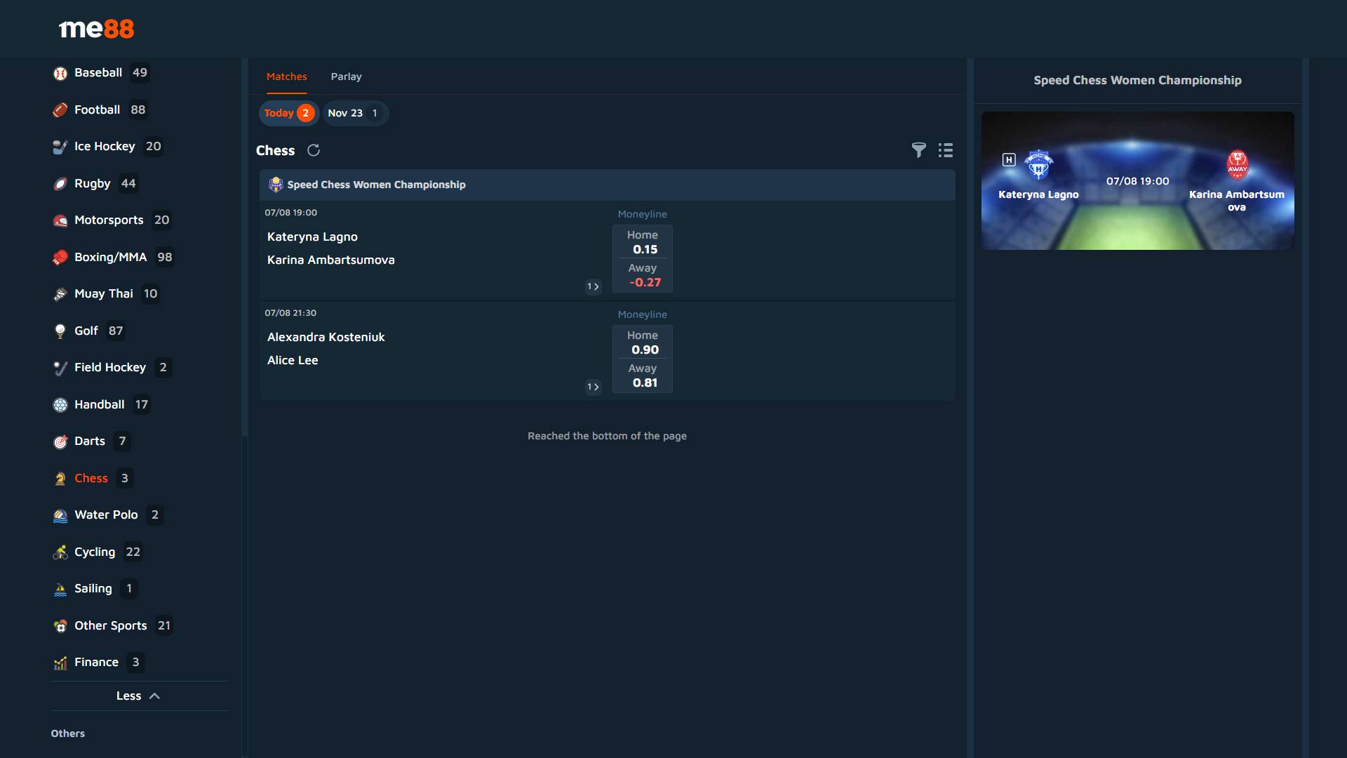 Online chess betting