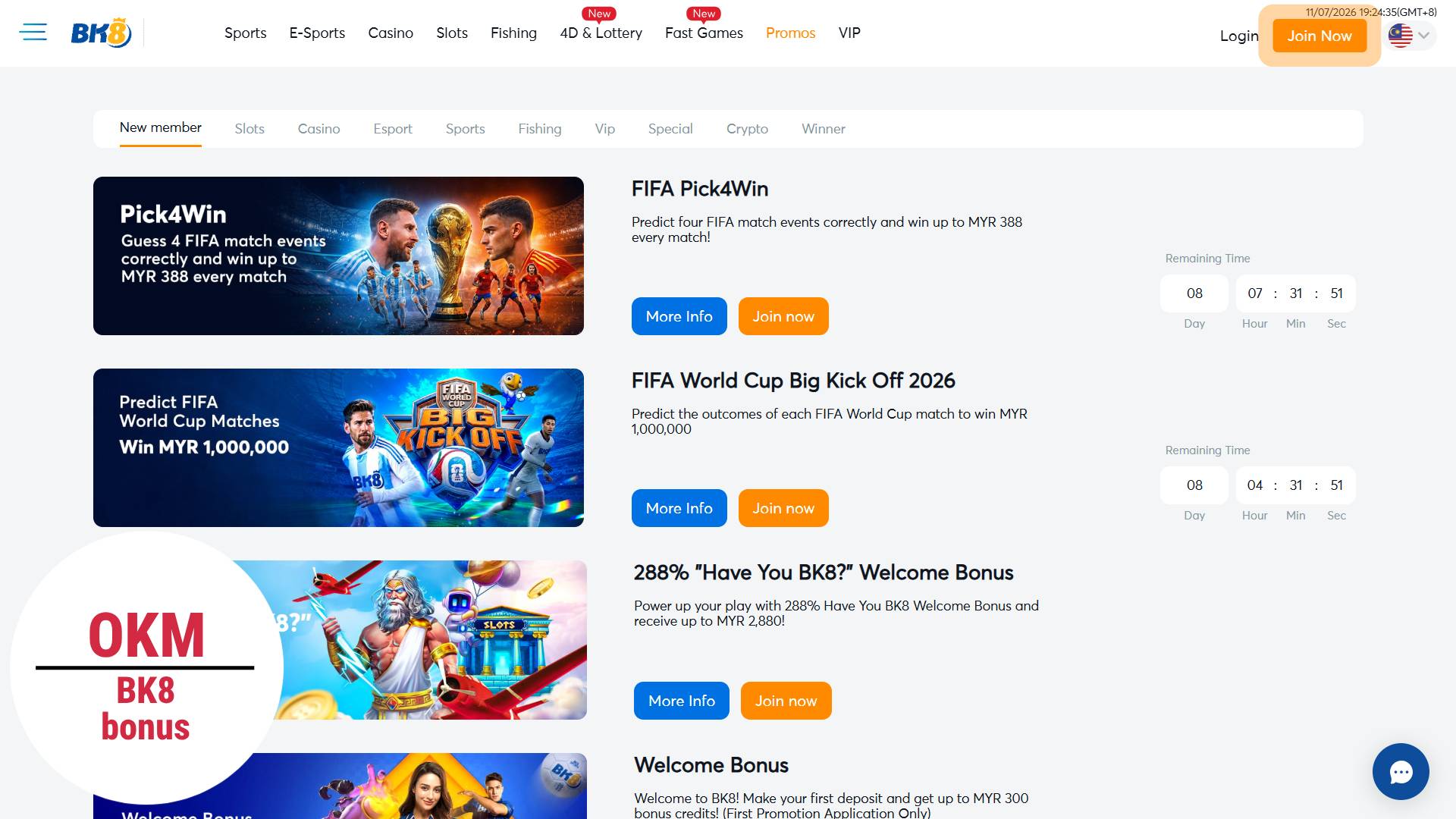 Bonus BK8 online casino