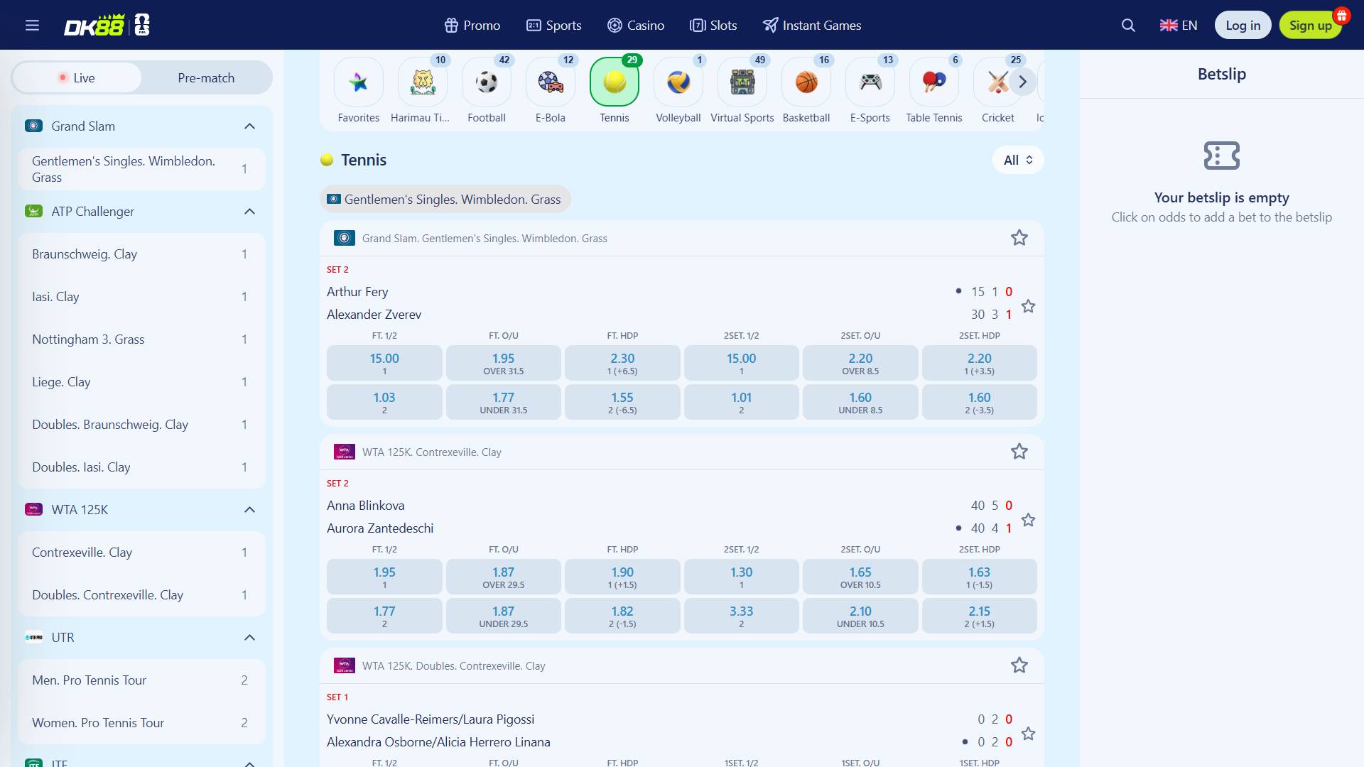 DK88 tennis betting online