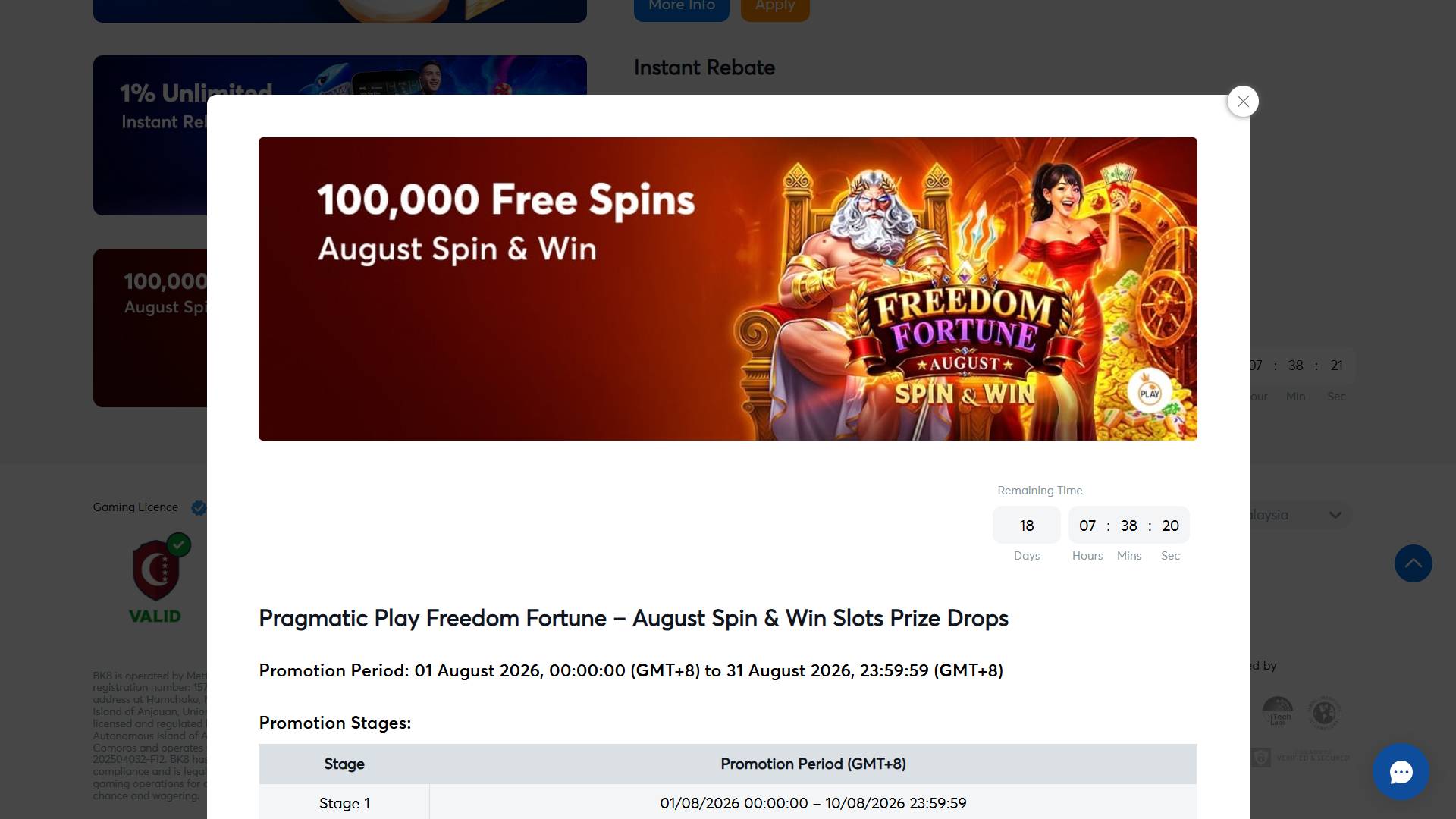 Free spin bonuses at e wallet online casino Malaysia