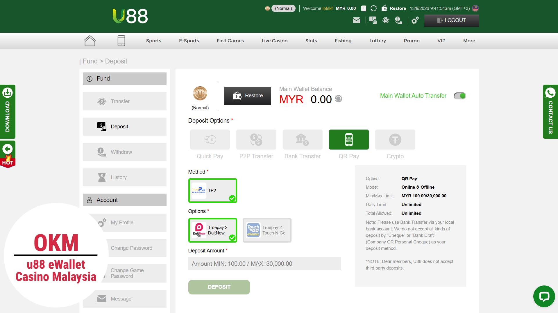 u88 e wallet online casino