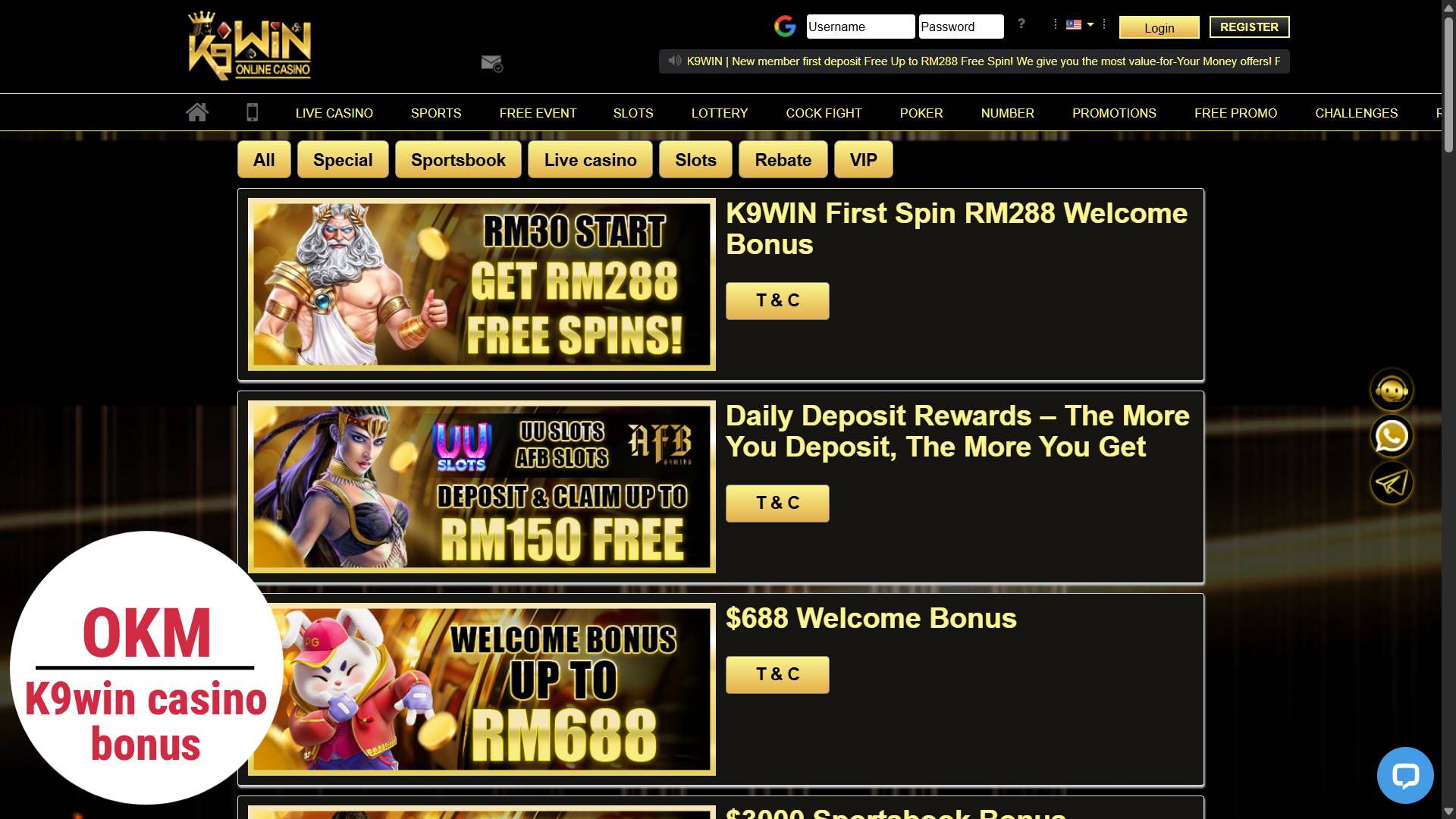 k9win casino bonus