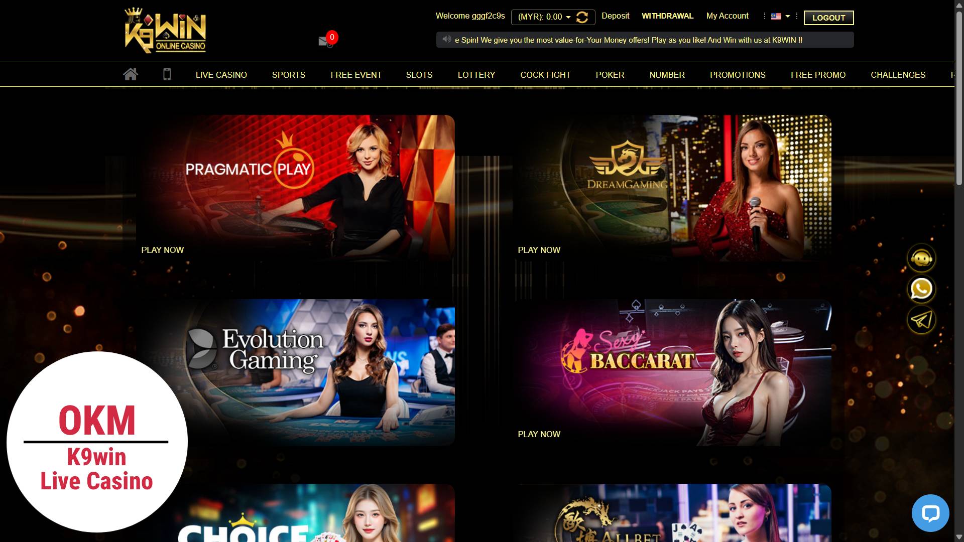 k9win online live casino