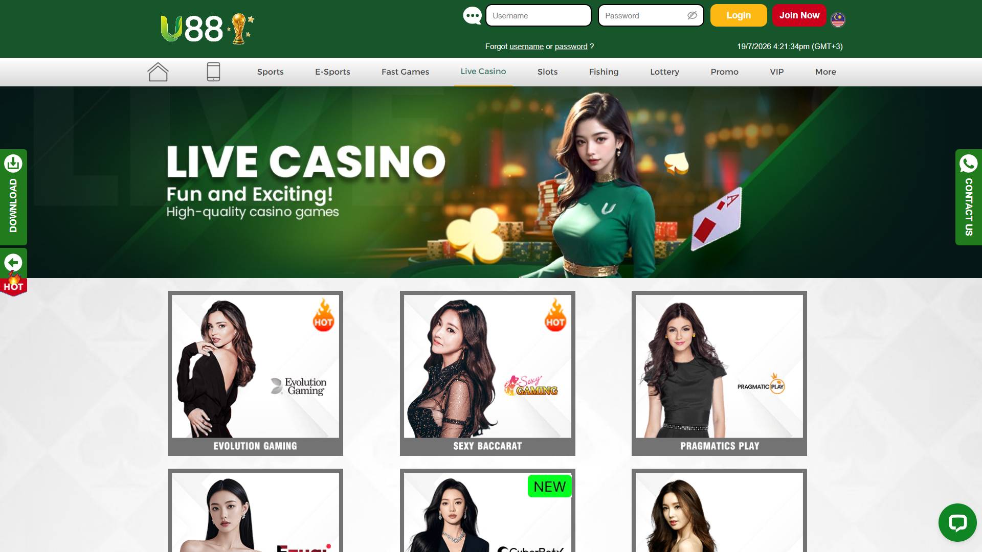 Live casino games in top online casino Malaysia