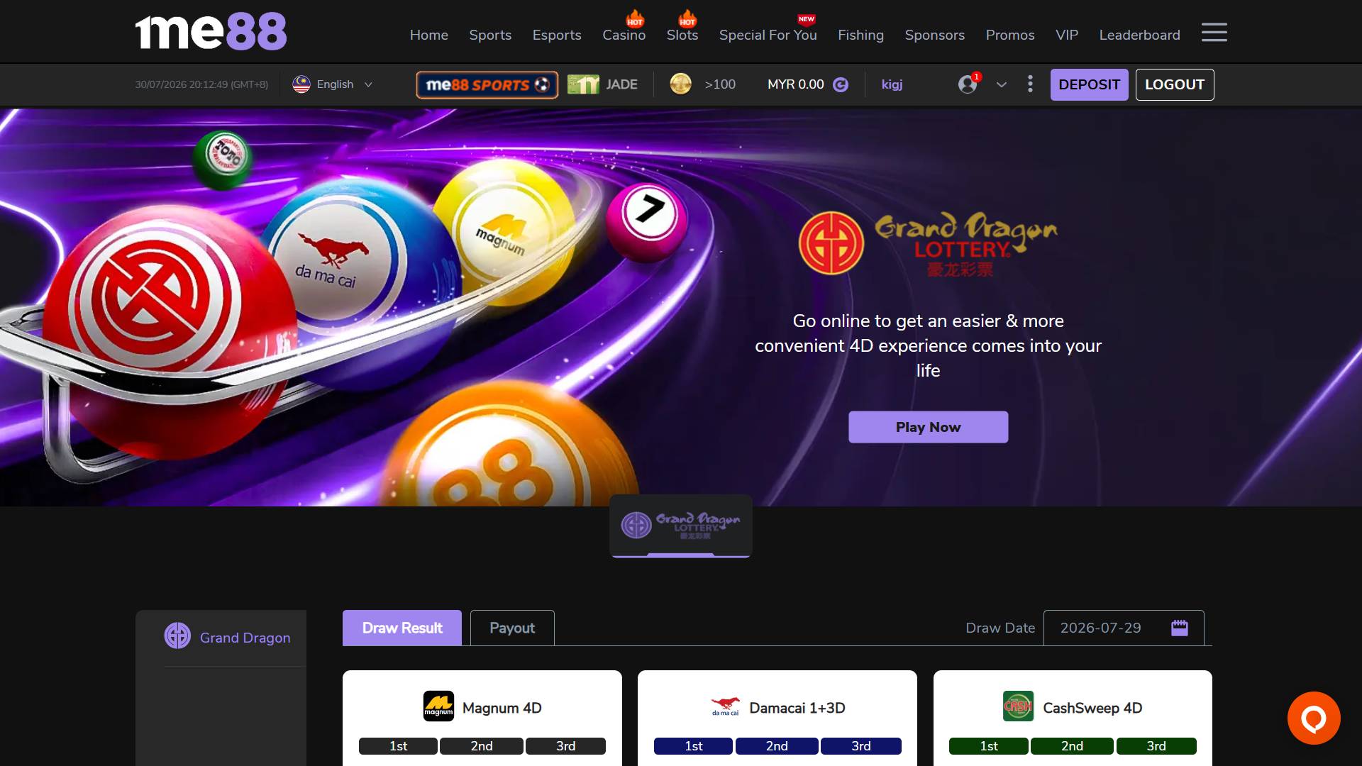 Me88 4D lottery