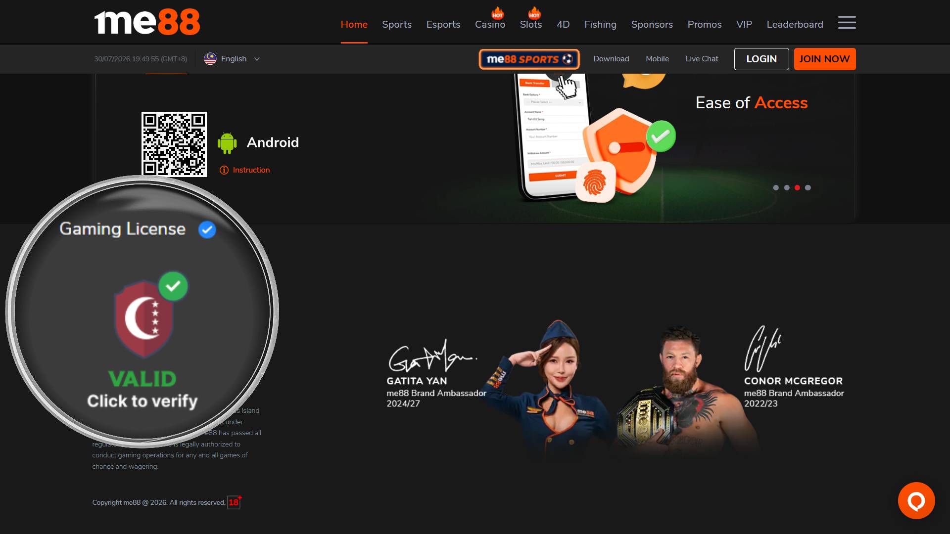 Me88 online casino under Anjouan license