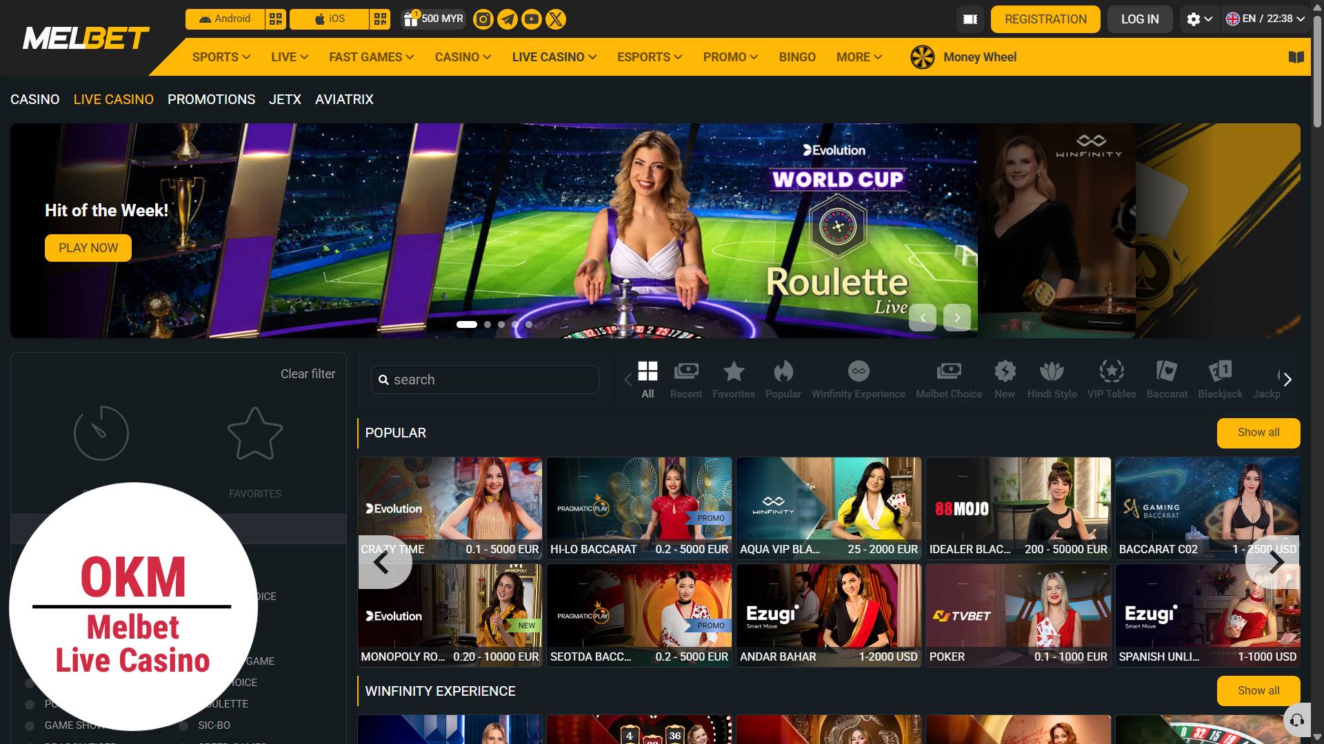 Melbet live casino