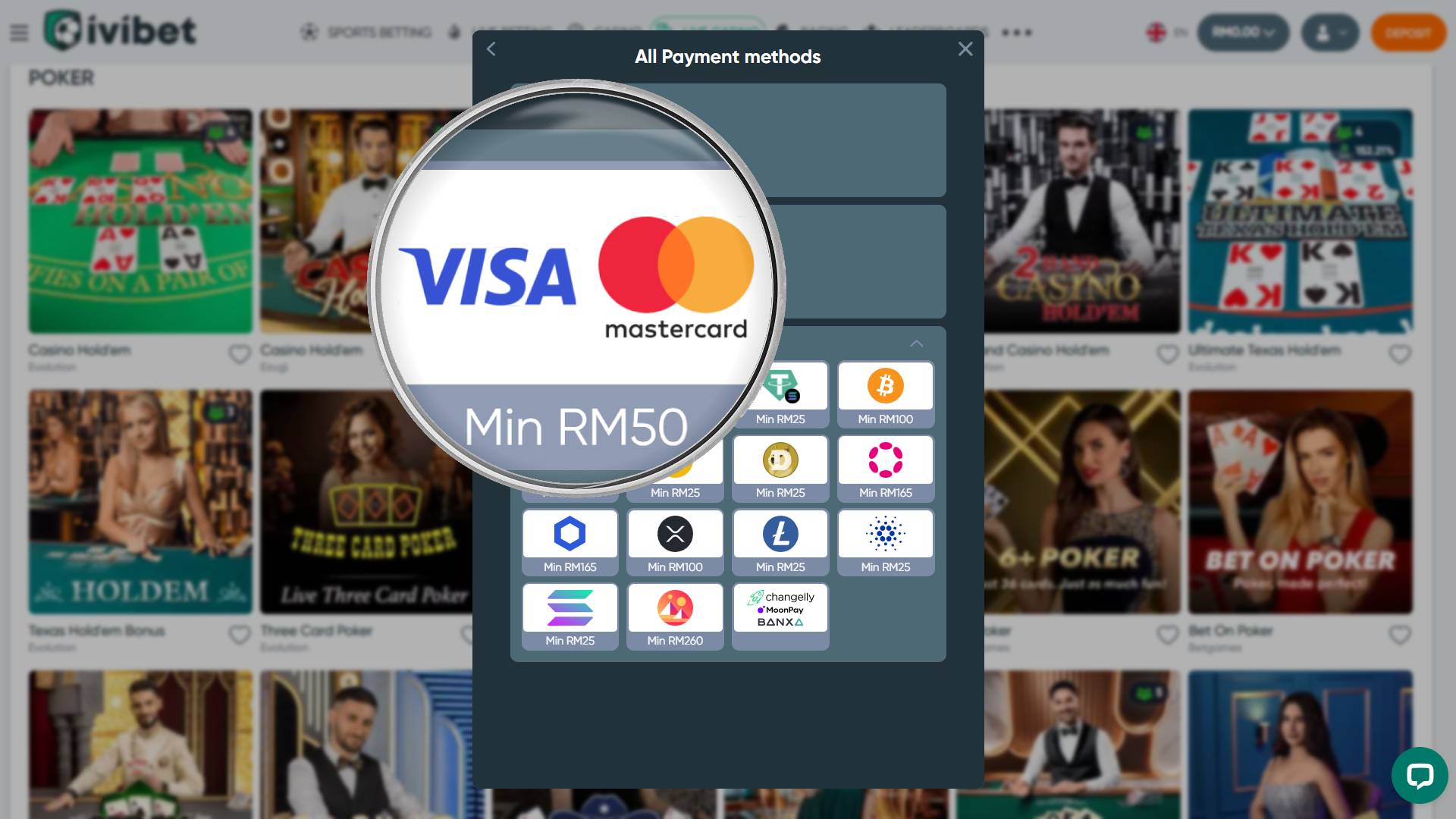 Debit cards in poker online casino