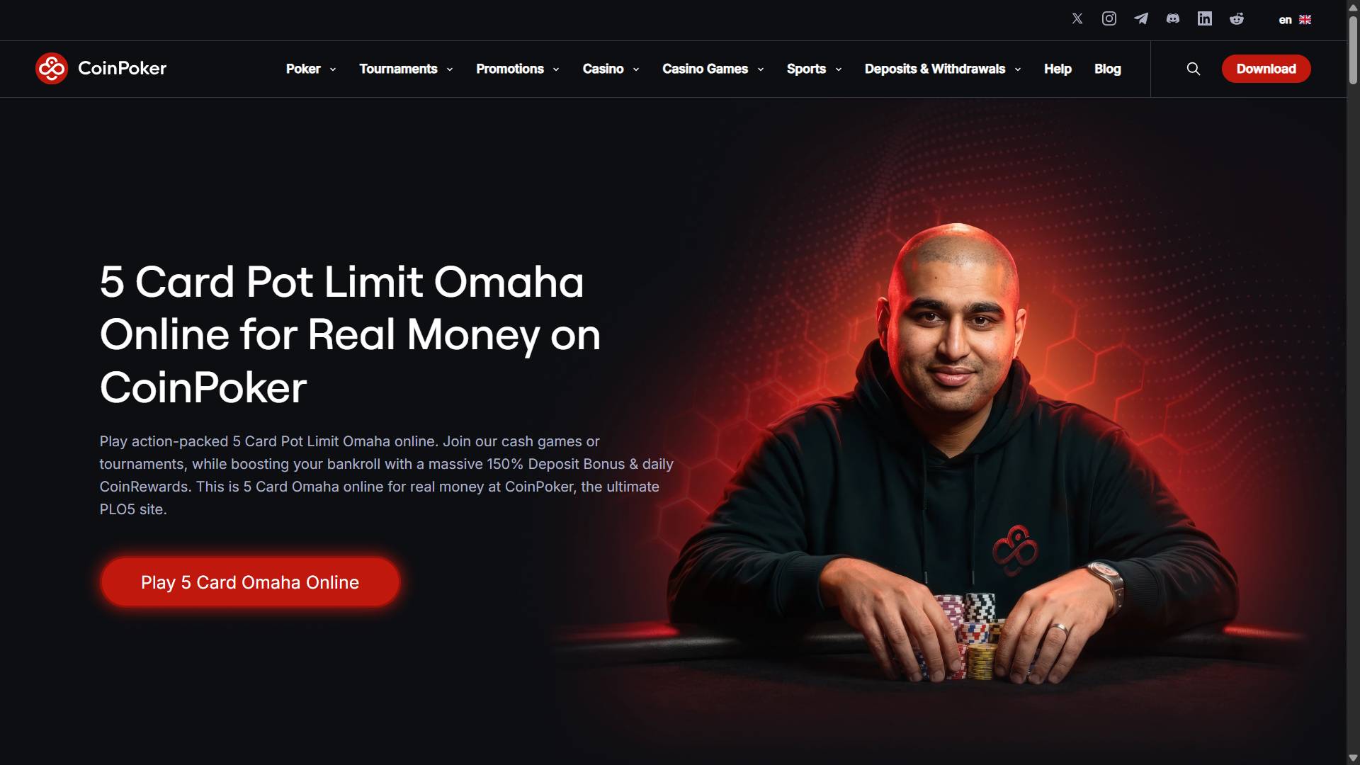 Five card omaha poker game