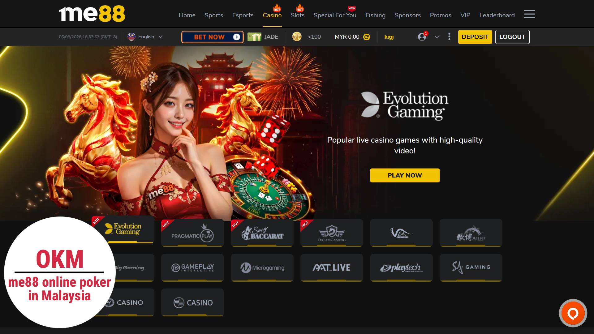 Me88 online poker casino Malaysia