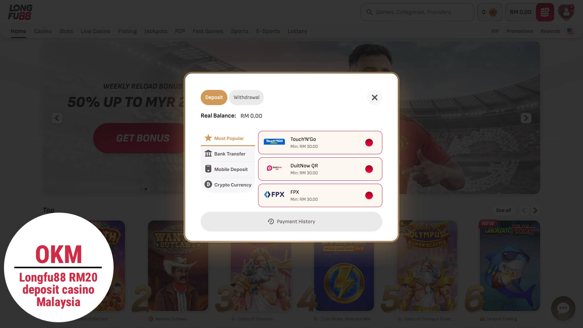 LongFu88 RM20 deposit casino malaysia