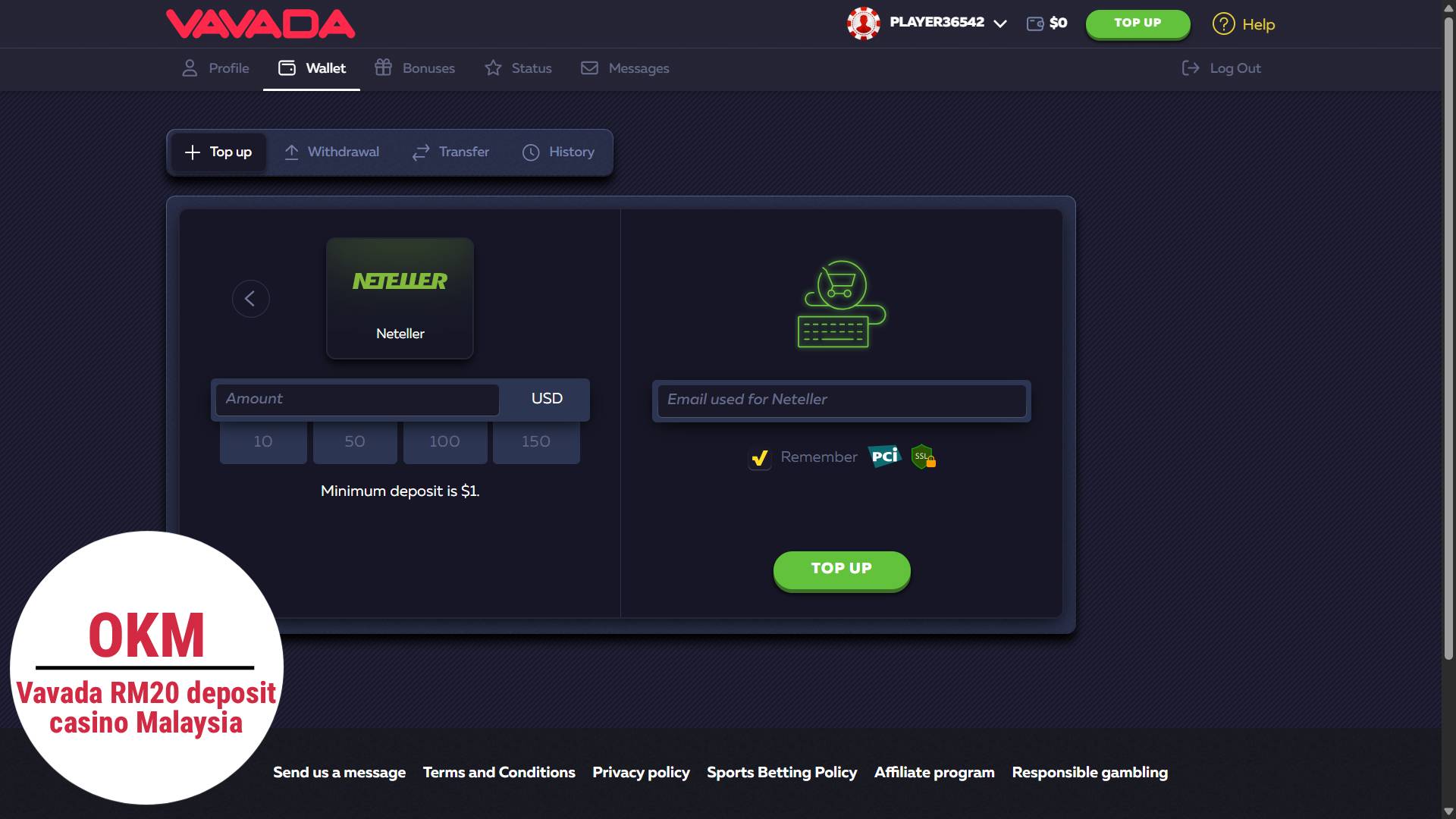 Vavada deposit myr20 casino