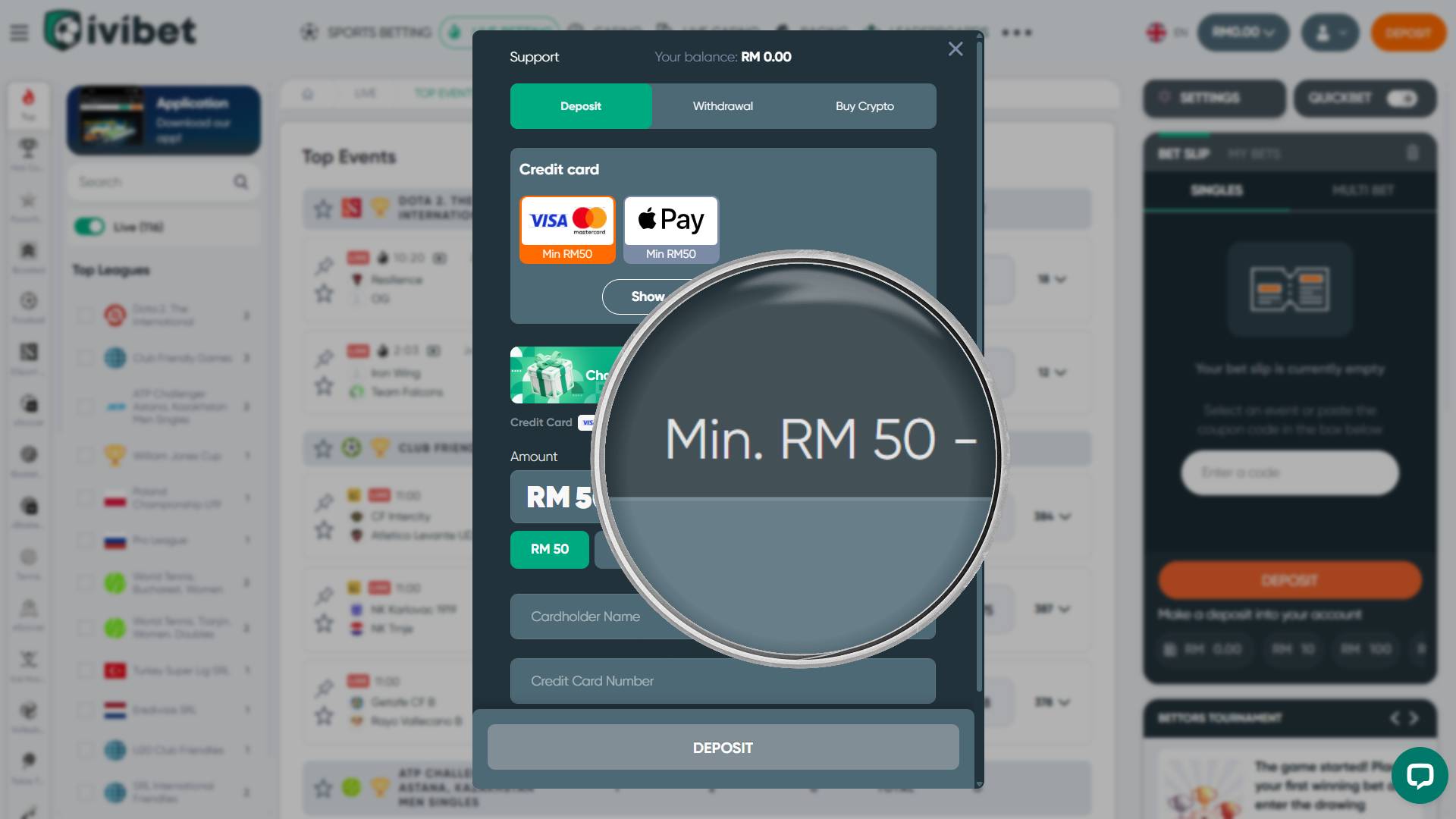 Casino minimum deposit rm50