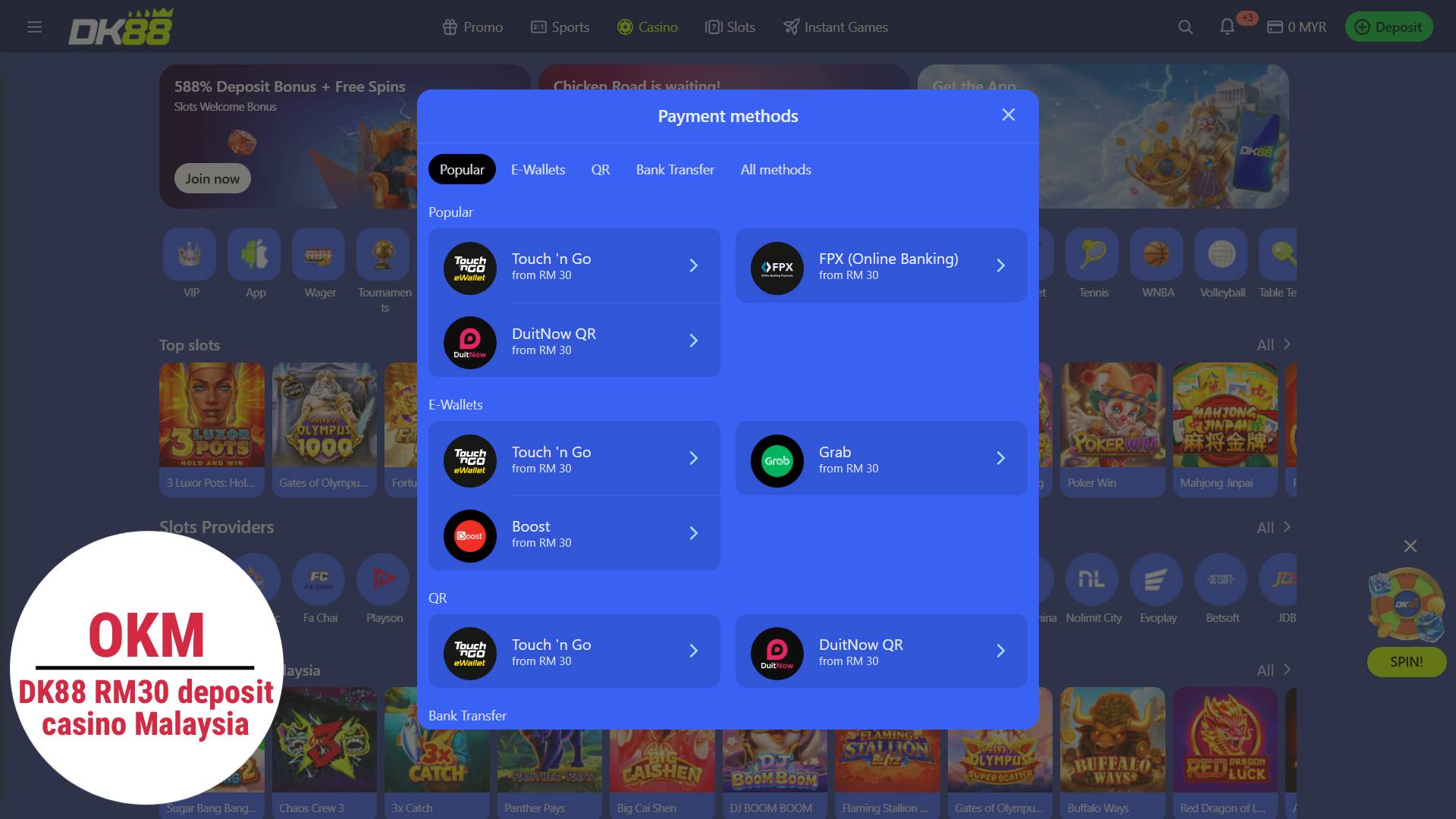 DK88 RM30 deposit casino Malaysia