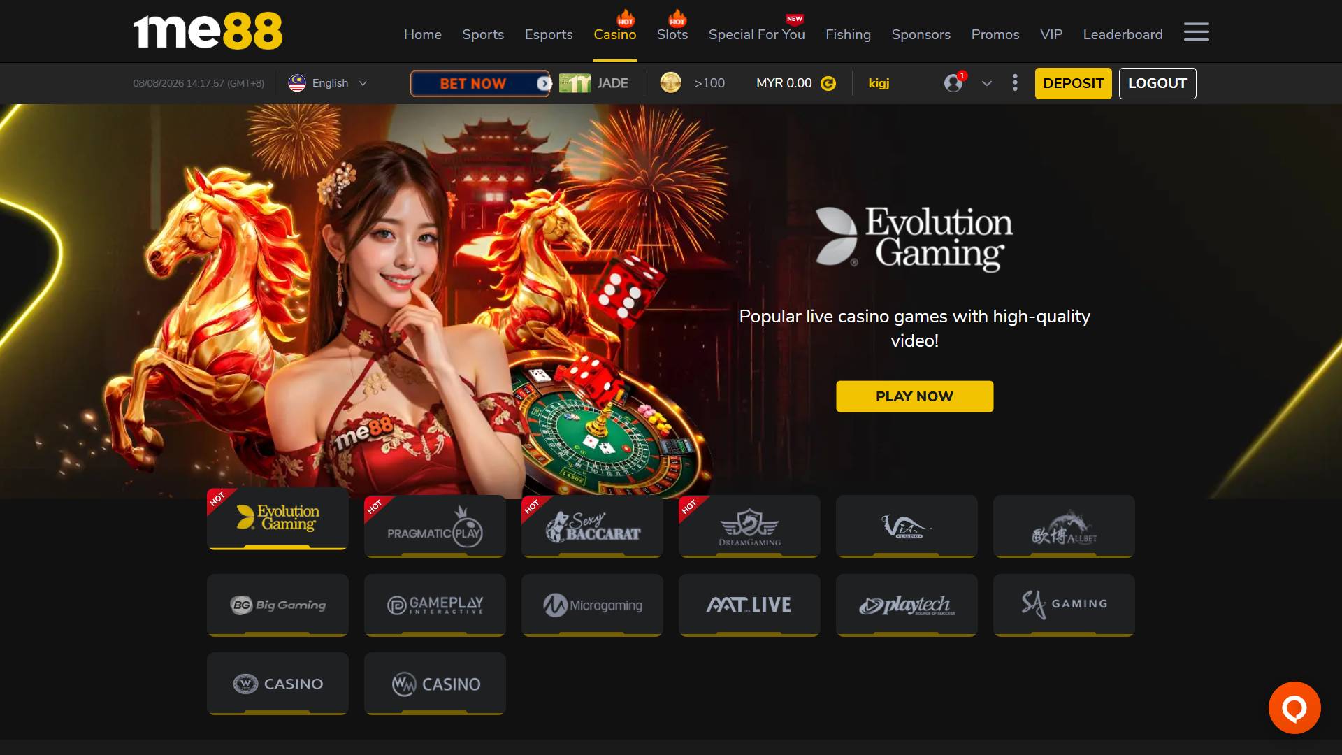 Games available at the Touch and Go casino