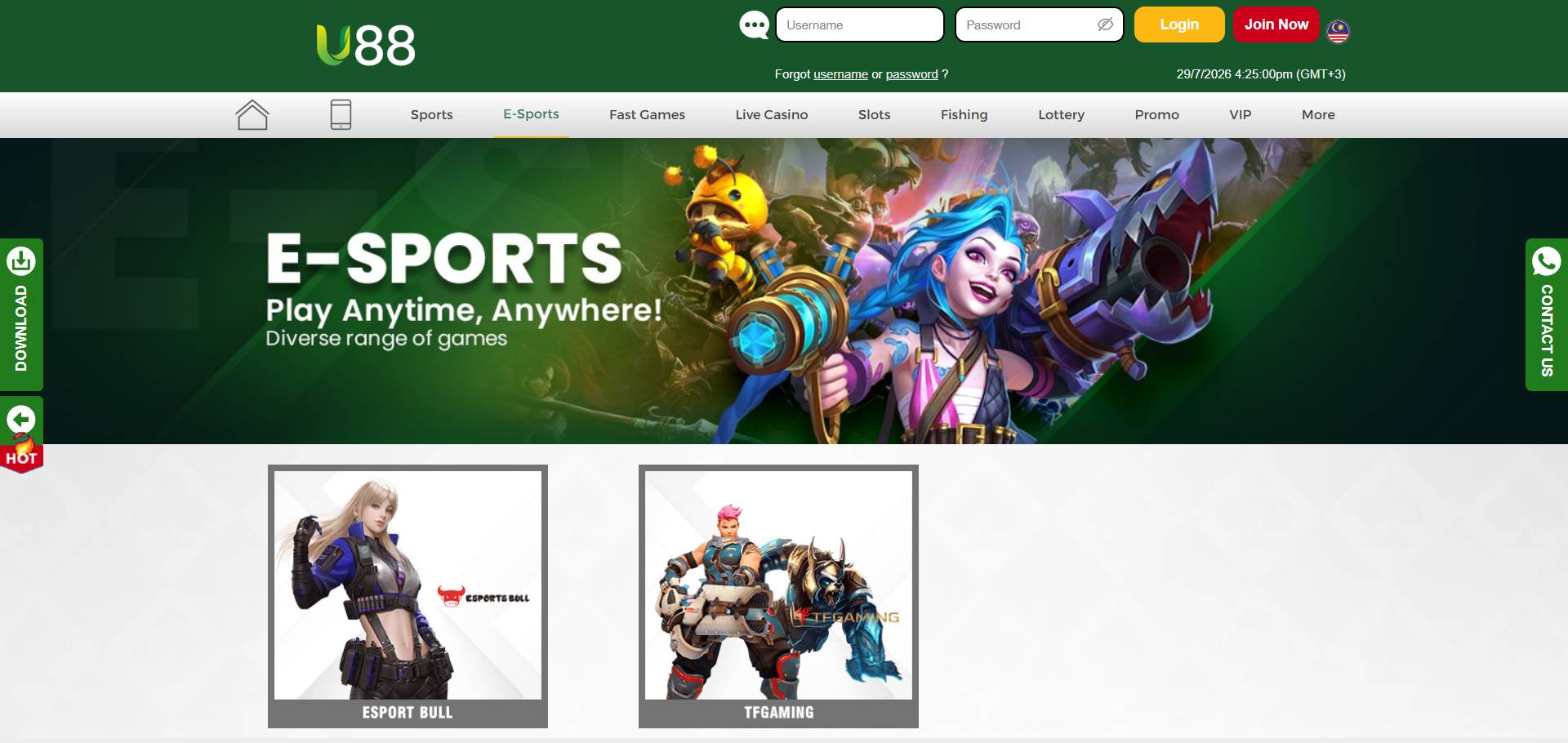 u88 eSports betting malaysia