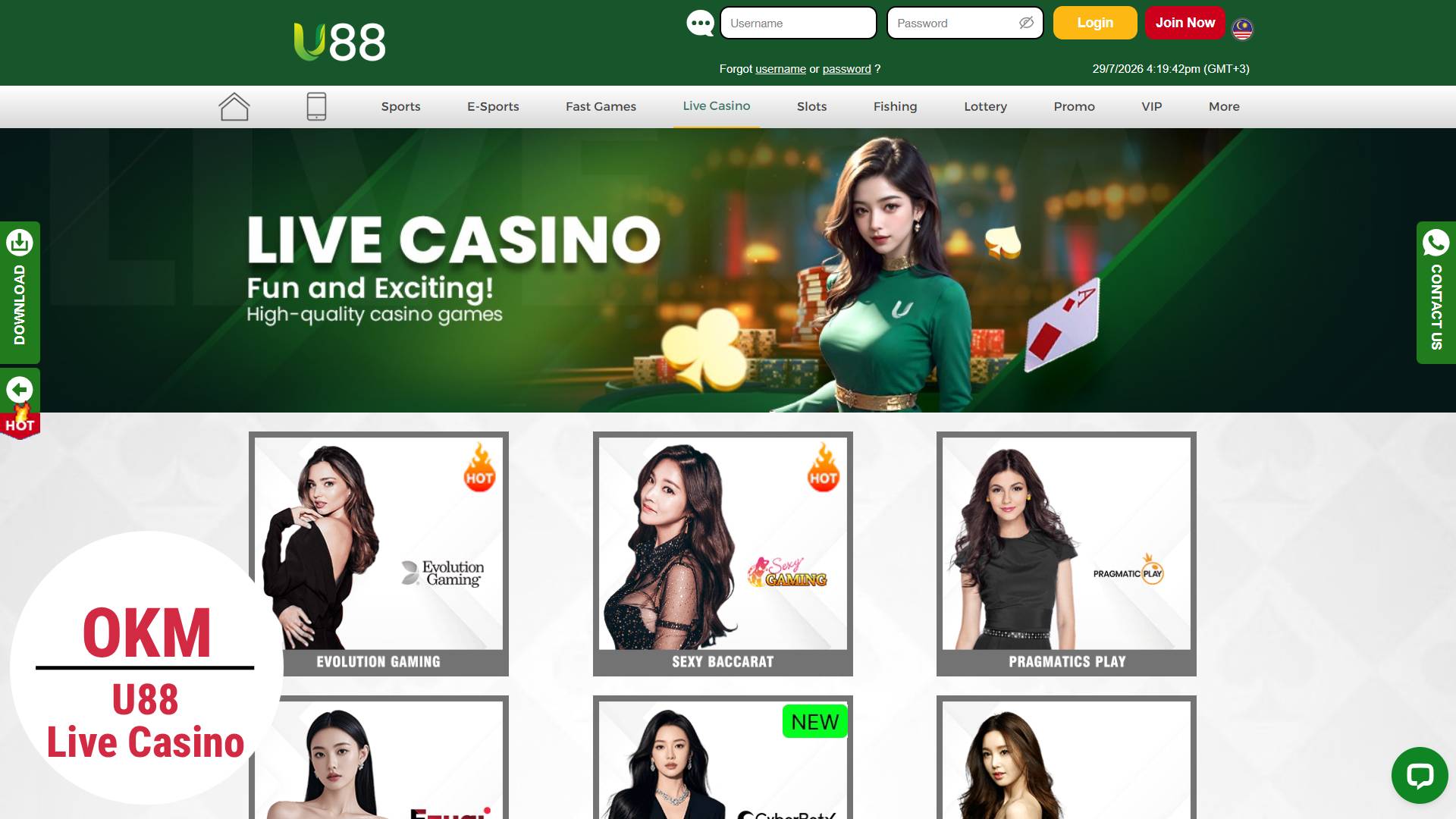 u88 live casino
