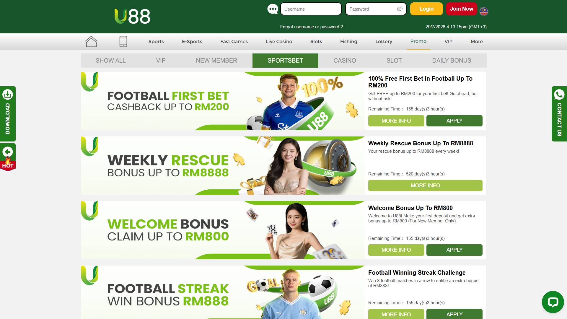 u88 sportsbet bonus