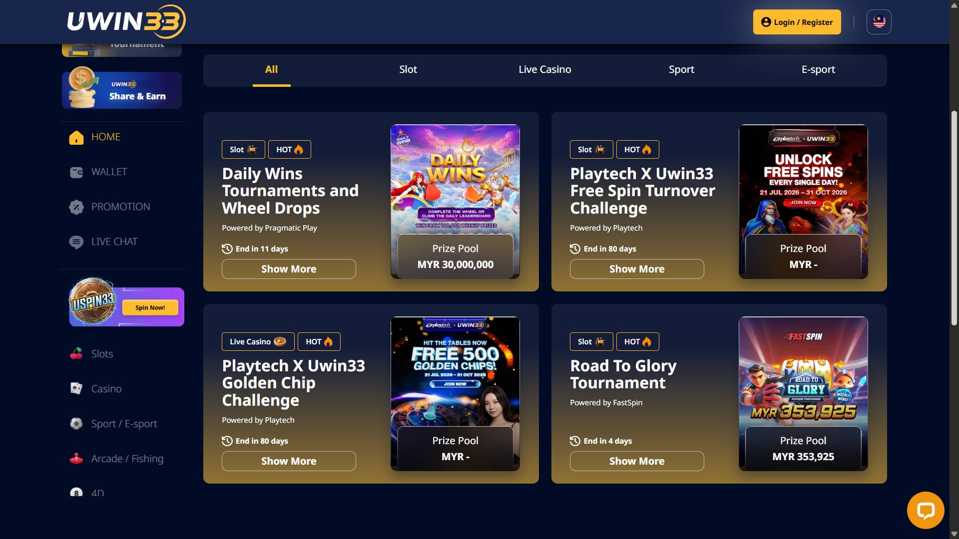 Tournament uwin33 casino