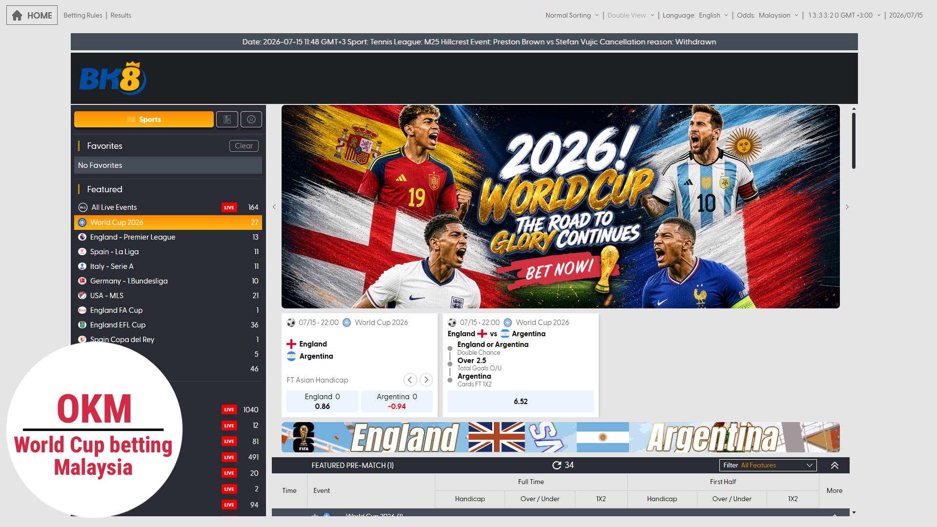 BK8 casino world cup betting